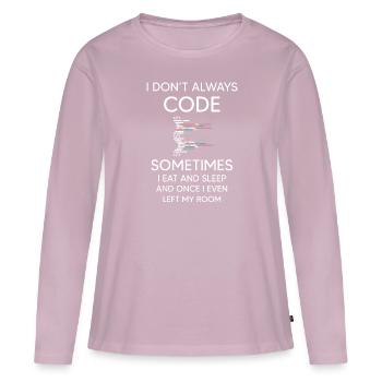 Je ne code pas toujours pour programmer du codage amusant - T-shirt manches longues Premium bio Femme - rose poudré - Devant - Julia (174cm)