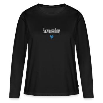 Salzwasserherz Salzwasser Meer Atlantik Ozean - Frauen Premium Bio Langarmshirt - Schwarz - Vorne - Julia (174cm)