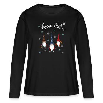 Weihnachtswichtel Joyeux Noel - Frauen Premium Bio Langarmshirt - Schwarz - Vorne - Julia (174cm)