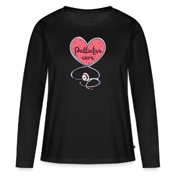 Soins palliatifs Consultant en soins infirmiers Cœur - T-shirt manches longues Premium bio Femme - noir - Devant - Julia (174cm)