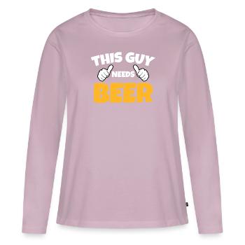 This guy needs beer, dad gift beer drinking - T-shirt manches longues Premium bio Femme - rose poudré - Devant - Julia (174cm)
