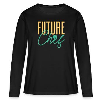 Futur Chef Cuisine Cuisine Pâtisserie Gourmet Commis Che - T-shirt manches longues Premium bio Femme - noir - Devant - Julia (174cm)