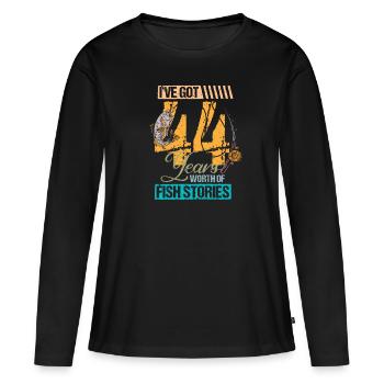 44e anniversaire Pêcheur Pêcheur Vintage Cadeau - T-shirt manches longues Premium bio Femme - noir - Devant - Julia (174cm)