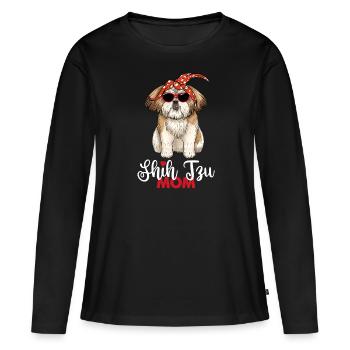 Shih Tzu Mom Shih Tzu Mama - Women's Premium Organic Long Sleeve Shirt - black - Front - Julia (174cm)