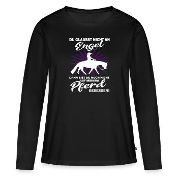 Westernreiten Reiterin und Pferd - Frauen Premium Bio Langarmshirt - Schwarz - Vorne - Julia (174cm)
