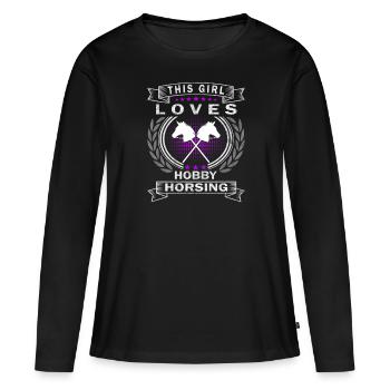 Cette fille adore Hobby Horsing - Hobby Horse - T-shirt manches longues Premium bio Femme - noir - Devant - Julia (174cm)