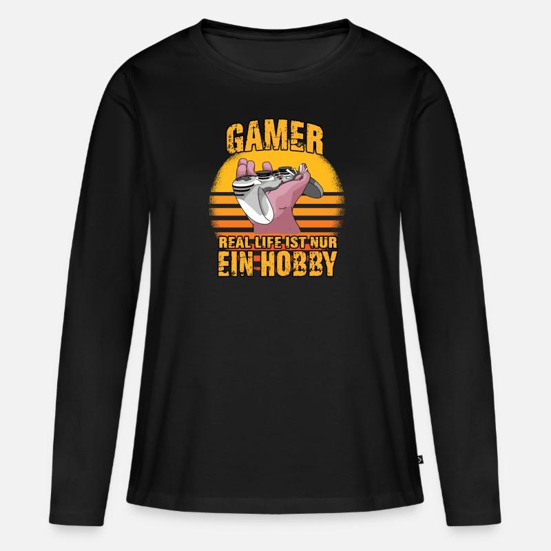 Egoshooter Pro Gamer Nerd Gaming PC Spieler - Frauen Premium Bio Langarmshirt - Schwarz