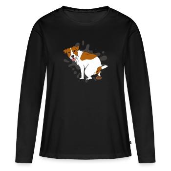 JACK RUSSELL TERRIER caca pile de caca - T-shirt manches longues Premium bio Femme - noir - Devant - Julia (174cm)