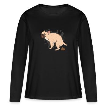 FRENCHIE caca des tas de caca - T-shirt manches longues Premium bio Femme - noir - Devant - Julia (174cm)