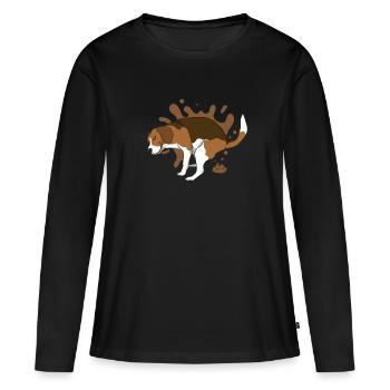 BEAGLE caca des tas de caca - T-shirt manches longues Premium bio Femme - noir - Devant - Julia (174cm)
