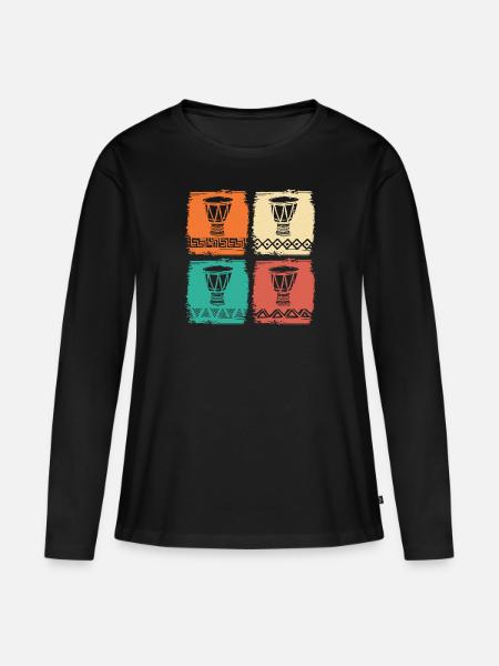 Afrikanische Instrument Retro Djembe & Dunun - Premium økologisk langærmet T-shirt til kvinder - sort
