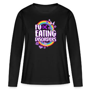 Fuck Trouble de l’alimentation, Rétablissement du trouble de l’alimentation - T-shirt manches longues Premium bio Femme - noir - Devant - Julia (174cm)
