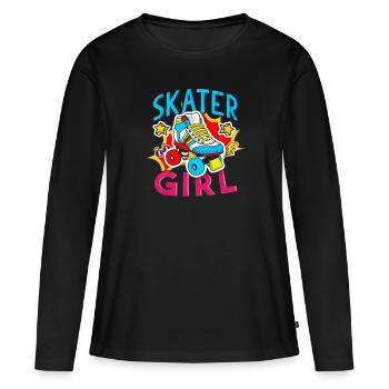 Skater Fille Roller - T-shirt manches longues Premium bio Femme - noir - Devant - Julia (174cm)