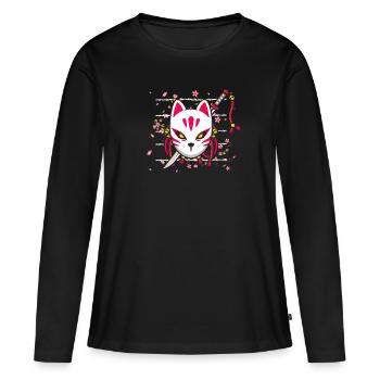 Kitsune Culture Japonaise Fox Art Saga - T-shirt manches longues Premium bio Femme - noir - Devant - Julia (174cm)