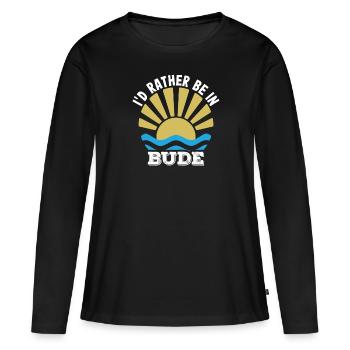 Urlaub UK - Cornwall - Ich wäre lieber in Bude - Frauen Premium Bio Langarmshirt - Schwarz - Vorne - Julia (174cm)