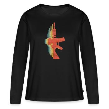 Máquinas pistola de color vintage retro - T-shirt manches longues Premium bio Femme - noir - Devant - Julia (174cm)