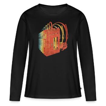 Color vintage retro retro walkman - T-shirt manches longues Premium bio Femme - noir - Devant - Julia (174cm)