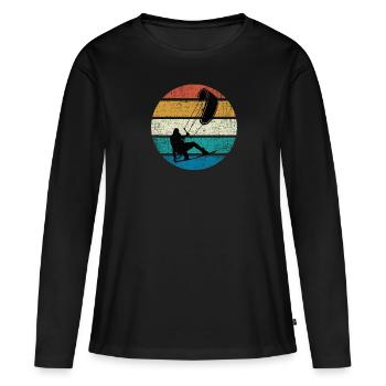 Kitesurf Kiteboarder Kiteboard Silhouette Non - T-shirt manches longues Premium bio Femme - noir - Devant - Julia (174cm)