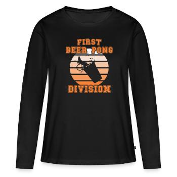 Première division Beer Pong / Bierpong - T-shirt manches longues Premium bio Femme - noir - Devant - Julia (174cm)