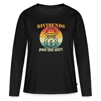 Dividendes versés ce maillot / Actions - T-shirt manches longues Premium bio Femme - noir - Devant - Julia (174cm)