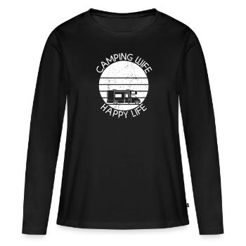 Camping Camping Camping Camping Caravane Camping Vacances - T-shirt manches longues Premium bio Femme - noir - Devant - Julia (174cm)