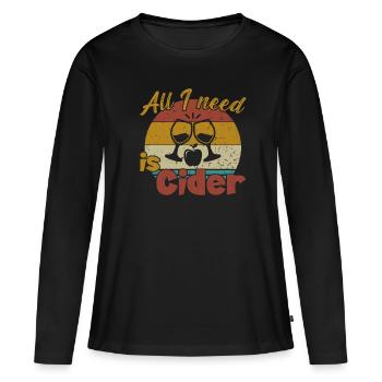 Tout ce dont j’ai besoin, c’est de cidre / cidre - T-shirt manches longues Premium bio Femme - noir - Devant - Julia (174cm)