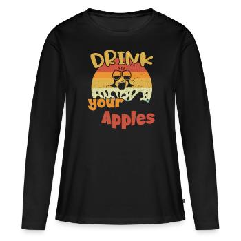 Buvez vos pommes / cidre - T-shirt manches longues Premium bio Femme - noir - Devant - Julia (174cm)