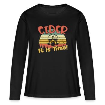 Cidre - Il est temps / Cidre - T-shirt manches longues Premium bio Femme - noir - Devant - Julia (174cm)