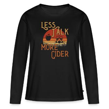 Moins de paroles - Plus de cidre / cidre - T-shirt manches longues Premium bio Femme - noir - Devant - Julia (174cm)