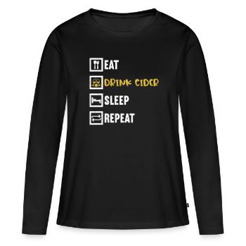 Manger Boire du cidre Sommeil Répéter / Cidre - T-shirt manches longues Premium bio Femme - noir - Devant - Julia (174cm)