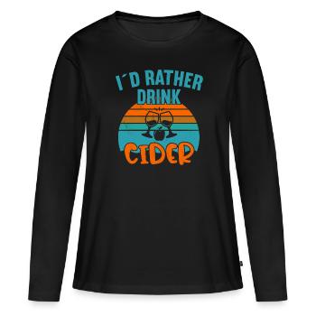 Je préfère boire du cidre / du cidre - T-shirt manches longues Premium bio Femme - noir - Devant - Julia (174cm)