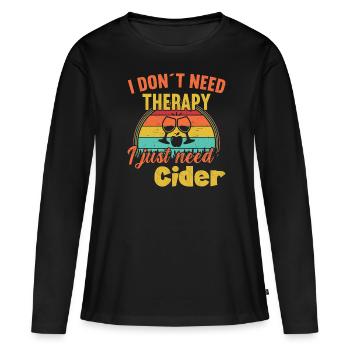 Je ne fais pas de thérapie J’ai juste besoin de cidre / cidre - T-shirt manches longues Premium bio Femme - noir - Devant - Julia (174cm)