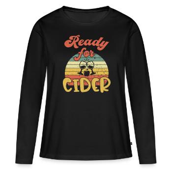 Prêt pour le cidre - T-shirt manches longues Premium bio Femme - noir - Devant - Julia (174cm)