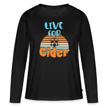 Vivre pour le cidre / Cidre - T-shirt manches longues Premium bio Femme - noir - Devant - Julia (174cm)