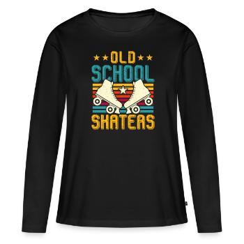 Retro Roller Skates - Frauen Premium Bio Langarmshirt - Schwarz - Vorne - Julia (174cm)