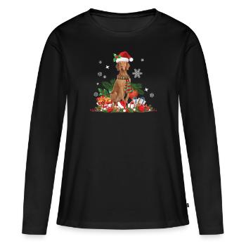 Vizsla chien, thème de Noël - T-shirt manches longues Premium bio Femme - noir - Devant - Julia (174cm)