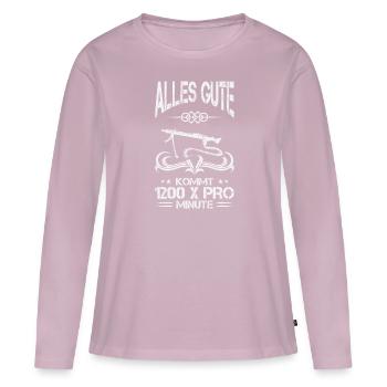Soldier shirt MG3 motif with soldier saying BW - Women's Premium Organic Long Sleeve Shirt - dusky pink - Front - Julia (174cm)