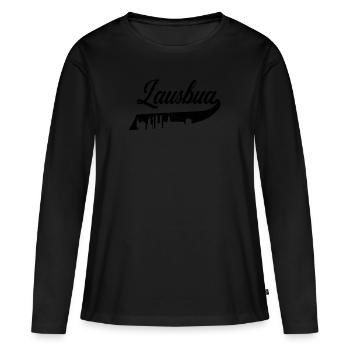 Lausbua Trachten Skyline München Volksfest Tracht - Frauen Premium Bio Langarmshirt - Schwarz - Vorne - Julia (174cm)