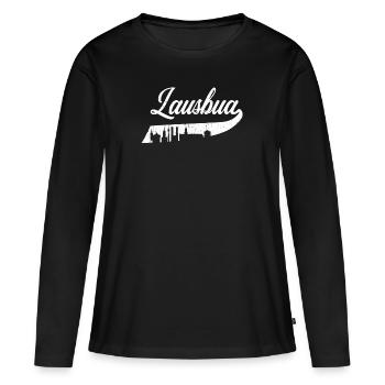 Lausbua Trachten Skyline München Volksfest Tracht - Frauen Premium Bio Langarmshirt - Schwarz - Vorne - Julia (174cm)