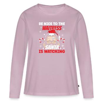 Waitress Santa Is Watching - Frauen Premium Bio Langarmshirt - Altrosa - Vorne - Julia (174cm)