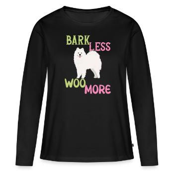 Bark less - Woo more - T-shirt manches longues Premium bio Femme - noir - Devant - Julia (174cm)