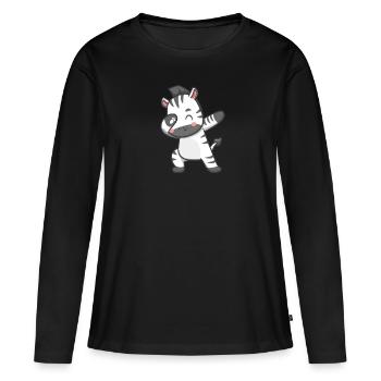 Zebra - Frauen Premium Bio Langarmshirt - Schwarz - Vorne - Julia (174cm)