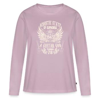 guitaristes anniversaire millésime 1945 78 ans - T-shirt manches longues Premium bio Femme - rose poudré - Devant - Julia (174cm)