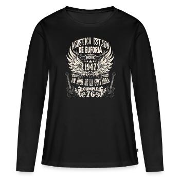 Frase de Cumpleaños para Guitarristas vintage - T-shirt manches longues Premium bio Femme - noir - Devant - Julia (174cm)