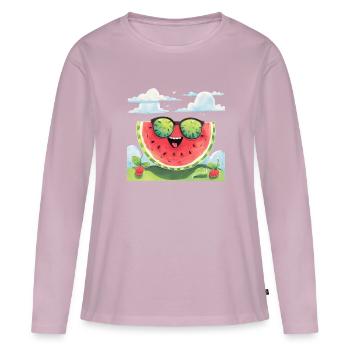 Cute Watermelon Party Summer Melon Fruit - Women's Premium Organic Long Sleeve Shirt - dusky pink - Front - Julia (174cm)