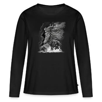 Odin, Père des Dieux, Mythologie nordique, Wotan - T-shirt manches longues Premium bio Femme - noir - Devant - Julia (174cm)