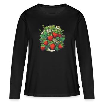 Strawberries Fruit Berry Festival Fruitarian Farm - Women's Premium Organic Long Sleeve Shirt - black - Front - Julia (174cm)