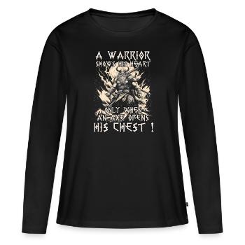 Guerrier viking Mythologie du combattant menaçant - T-shirt manches longues Premium bio Femme - noir - Devant - Julia (174cm)