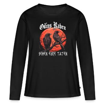 Hugin Munin | Wikinger Odin Raben | Wikinger - Frauen Premium Bio Langarmshirt - Schwarz - Vorne - Julia (174cm)