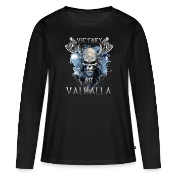 Valhalla Warrior : le cadeau pour les fans vikings - T-shirt manches longues Premium bio Femme - noir - Devant - Julia (174cm)